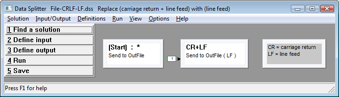 screen shot: replacing line feeds with carriage return / line feed sequences