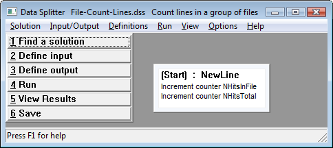 screen shot: file line counter