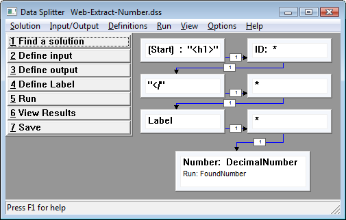 screen shot: web page number extraction